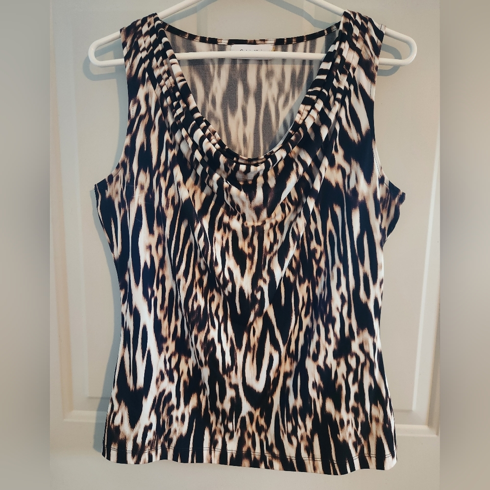 CK animal print sleeveless blouse